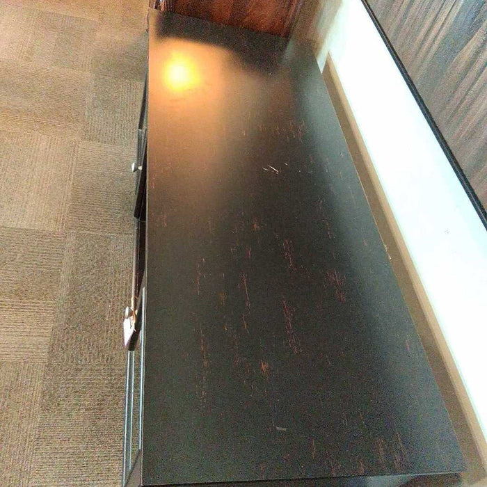 Black Distressed Low Media Console
