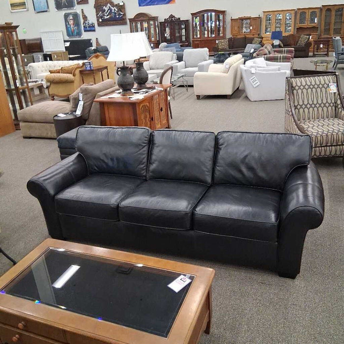 Flexsteel Black Leather Sofa