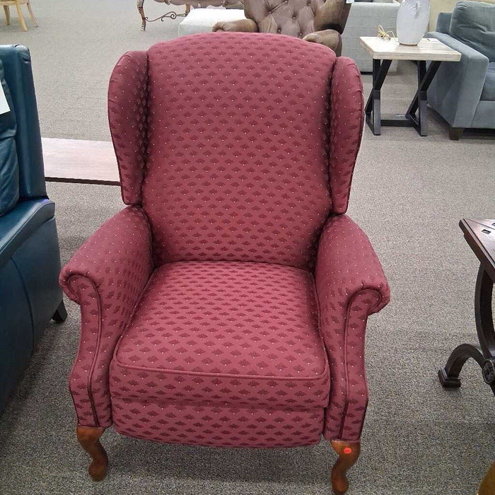 Red Fabric Pushback Wingback Recliner