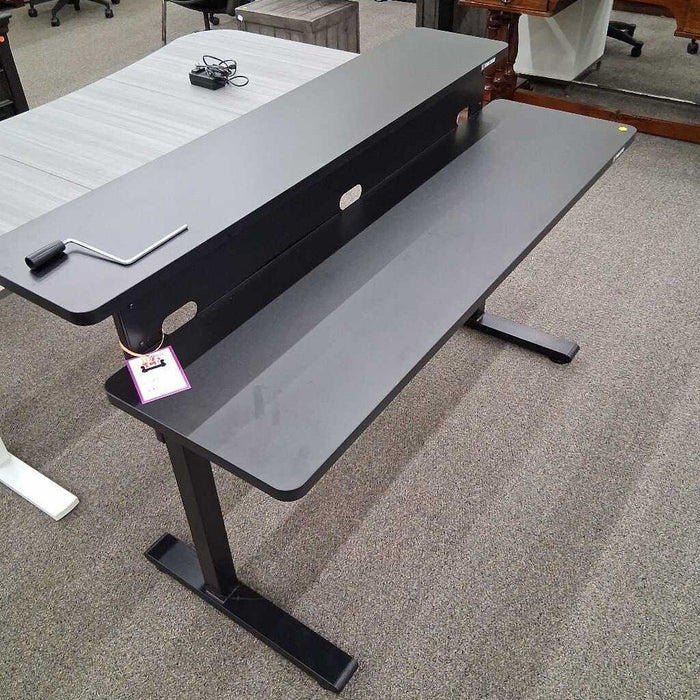 Black Adjustable 2 Tier Desk