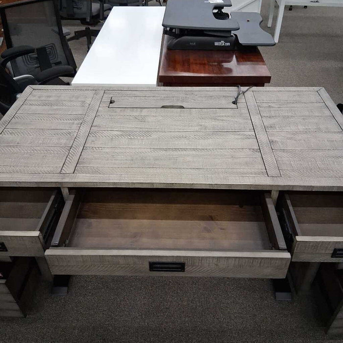 Gray 3 Dwr Adj Pwr Desk