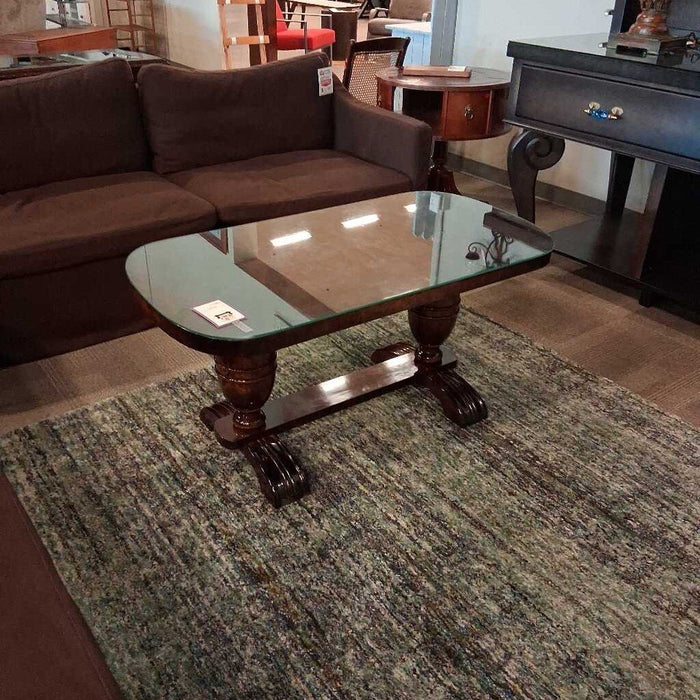 Norwegian Burl Wood Coffee Table w/ Glass