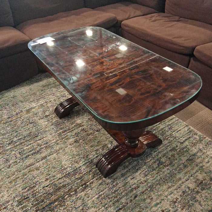 Norwegian Burl Wood Coffee Table w/ Glass