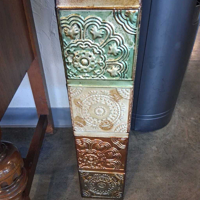 Brown Metal Floor Vase w/ Faux Plants