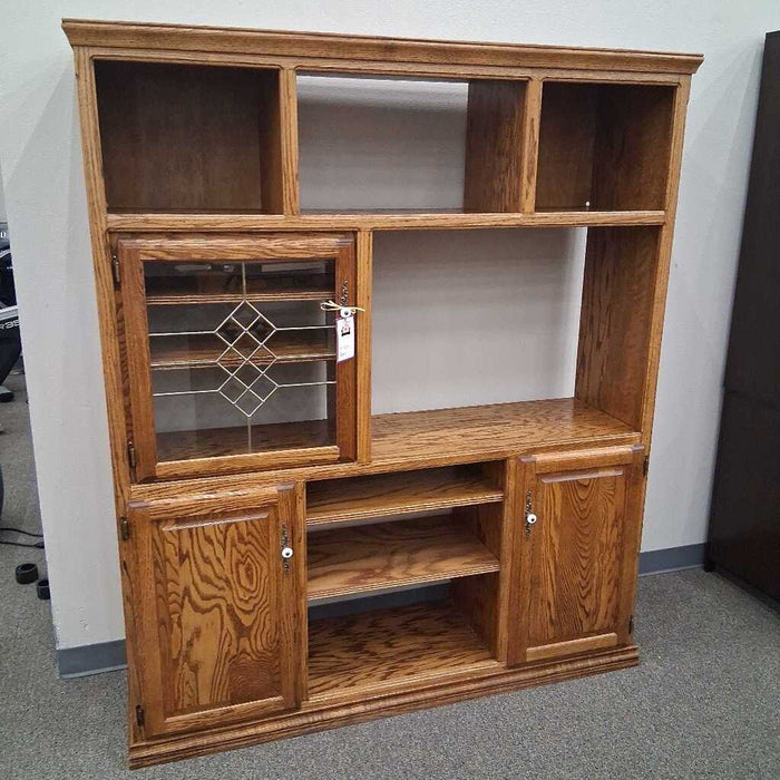 Large Oak Shelf w/ Cabinets