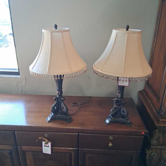 Pair of Brown Metal Lamps