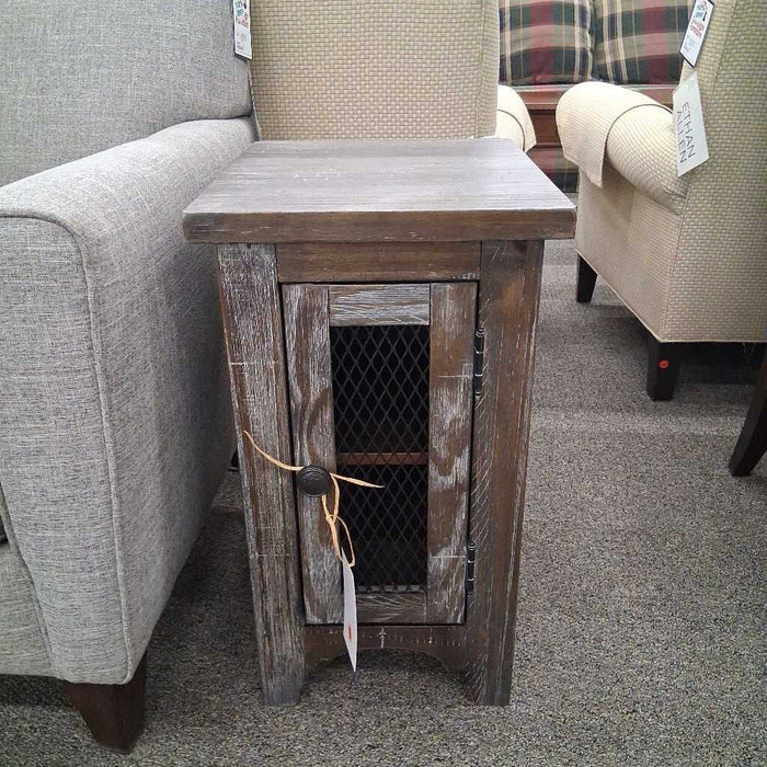 Slim Gray End Table w/ Cabinet