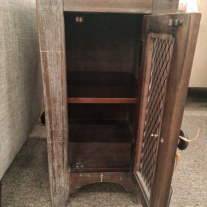 Slim Gray End Table w/ Cabinet