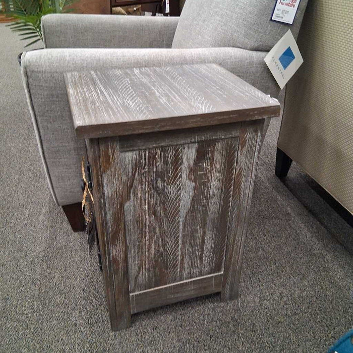 Slim Gray End Table w/ Cabinet