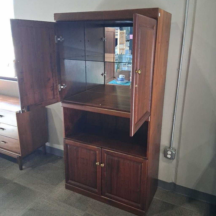 Dark Wood Wine Cabinet w/ Brass Handles