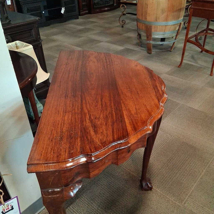 Antique Round Dark Wood Entry Table