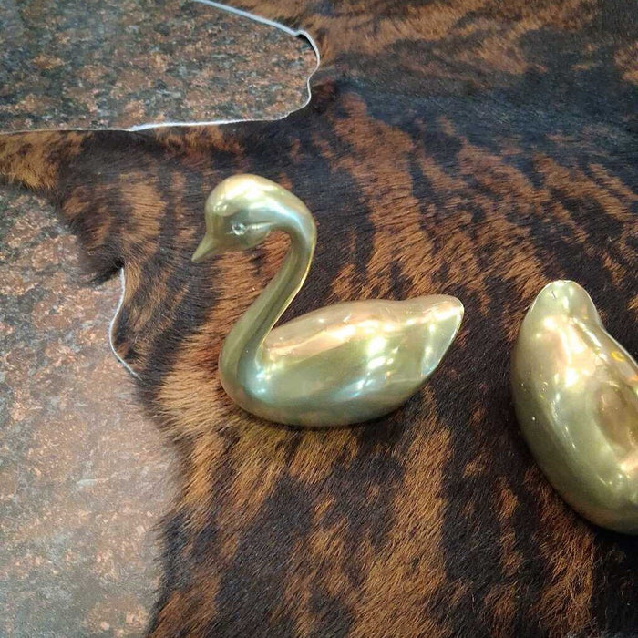 Pair of Brass Swans
