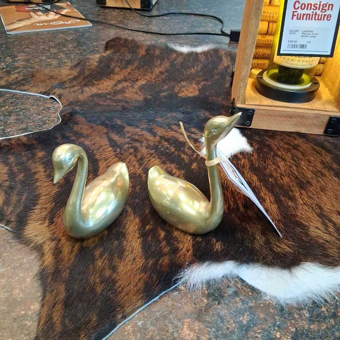 Pair of Brass Swans