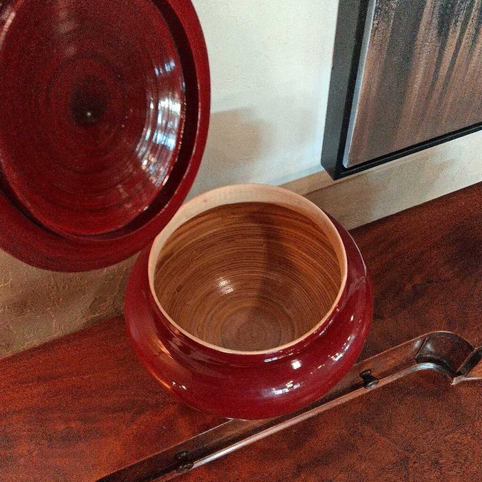 Red Painted Wooden Bowl