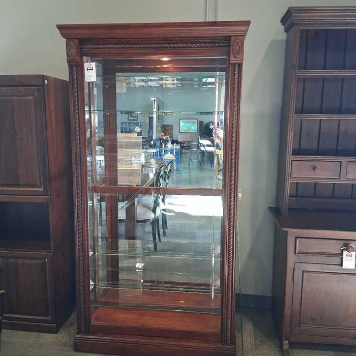 Large Cherry Curio w/ Sliding Glass Door