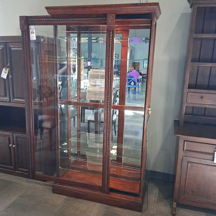 Large Cherry Curio w/ Sliding Glass Door