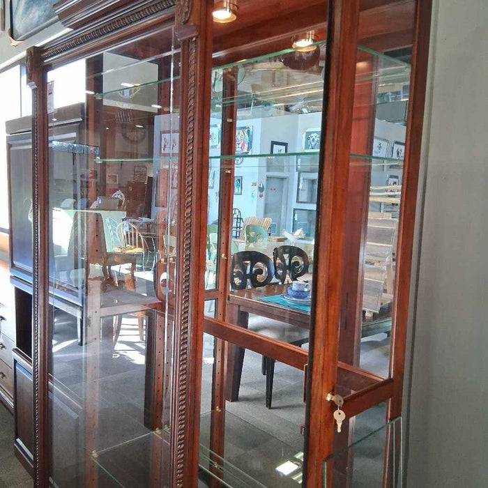 Large Cherry Curio w/ Sliding Glass Door