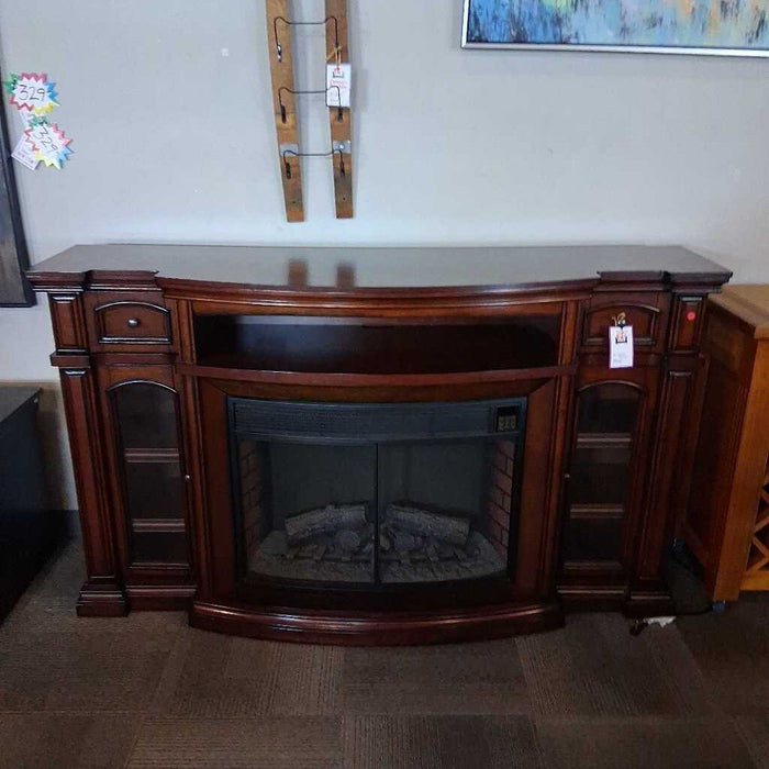 Dark Brown Fireplace Media Console w/ Remote