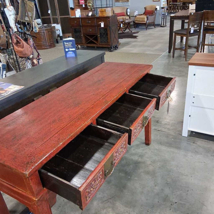 Vintage Red Laquered Asian Entry Table