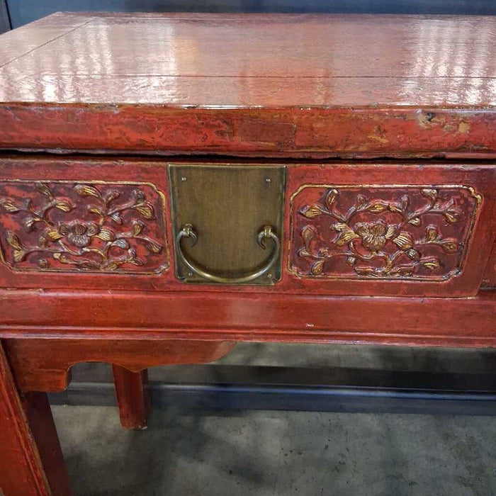 Vintage Red Laquered Asian Entry Table
