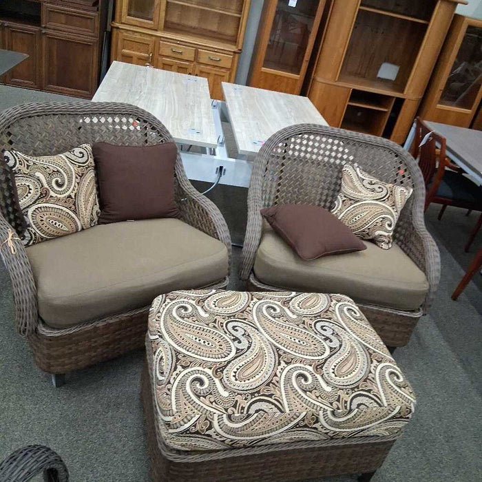 3 Pc Woven Patio Set 2 Ch 1 Ottoman