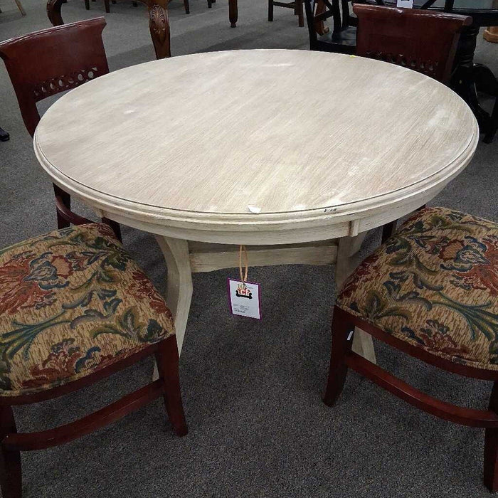 Round Whitewashed Dining Table
