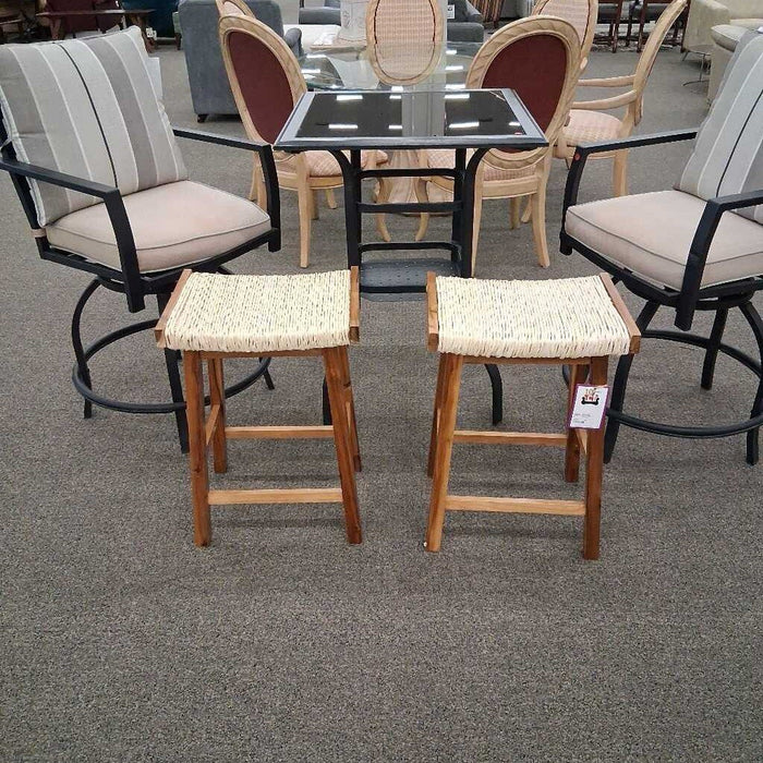 Pair of Seagrass Barstools