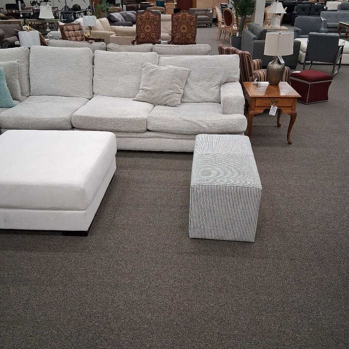White Stripped Ottoman
