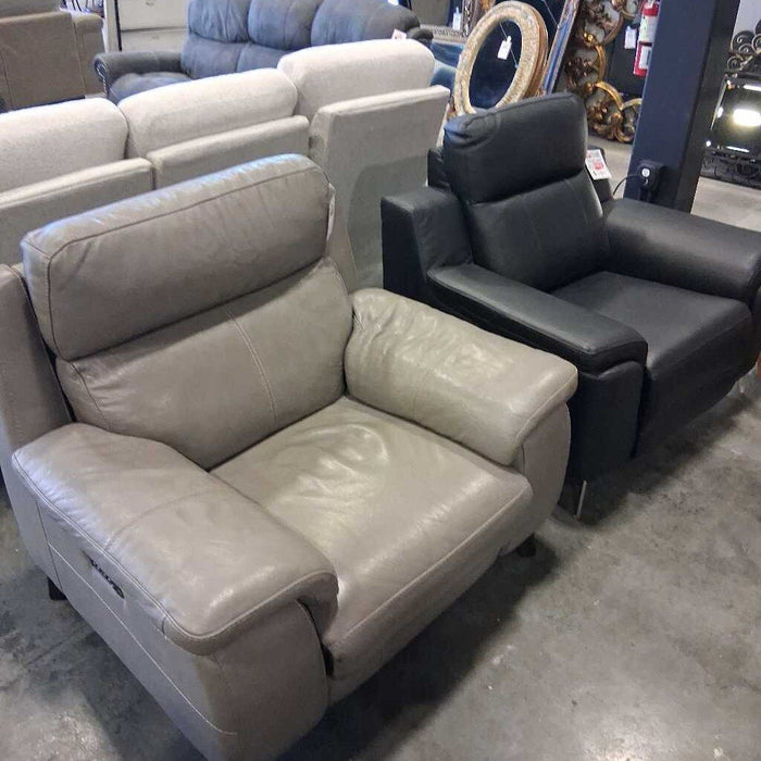 Gray Faux Leather Pwr Recliner