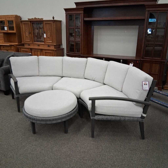 Curved 3 Pc Patio Sofa w/ Ottoman