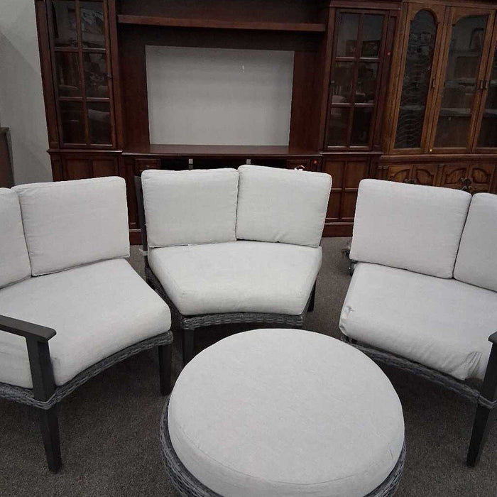 Curved 3 Pc Patio Sofa w/ Ottoman