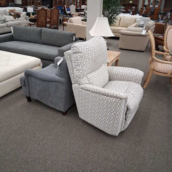 LaZboy White Pattern Swivel Recliner