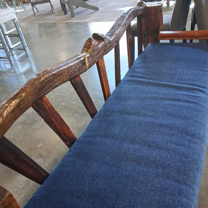 Carved Wooden Bench w/ Cusions