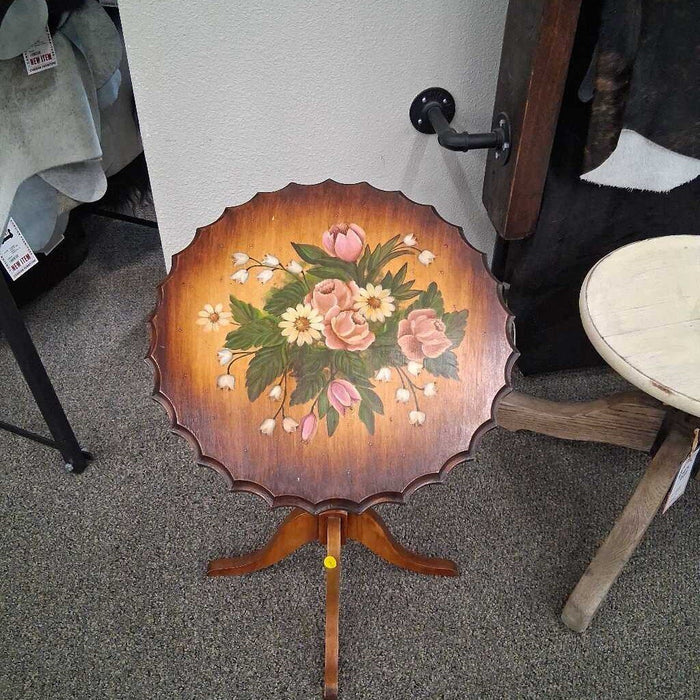 Small Floral Round End Table