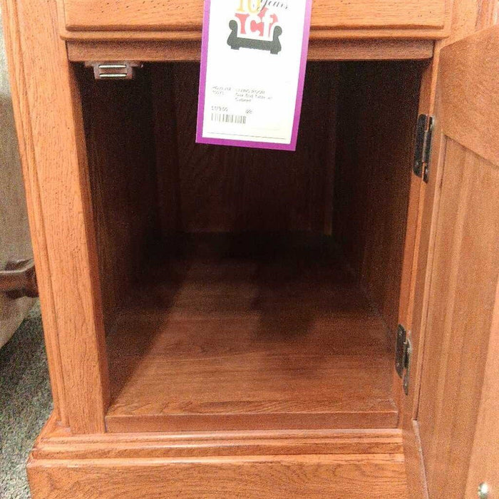 Oak End Table w/ Cabinet