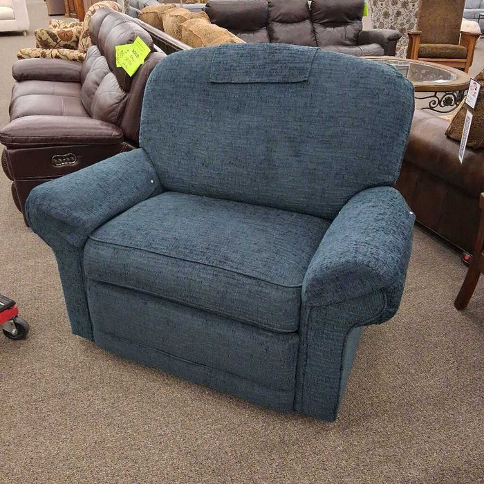 Blue Fabric Oversized Recliner