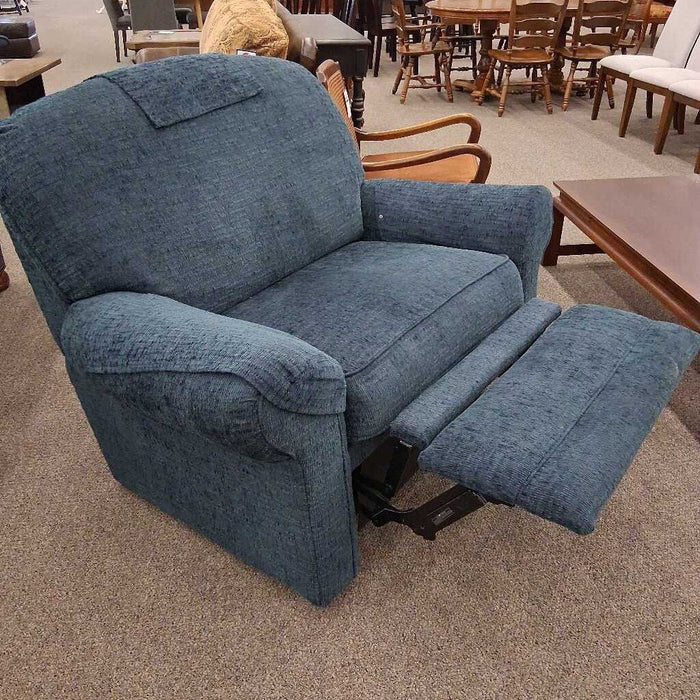 Blue Fabric Oversized Recliner