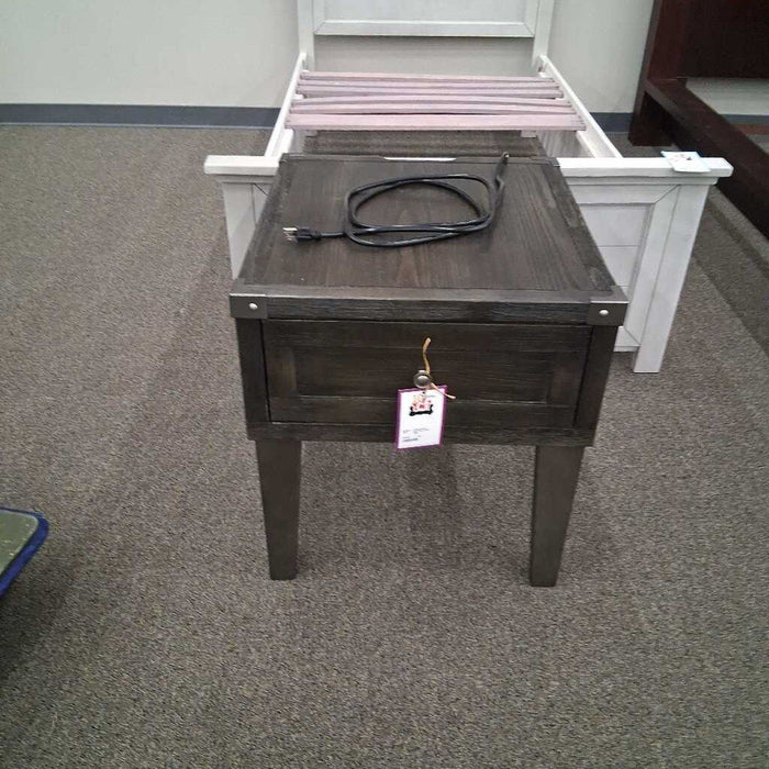 Gray Power End Table