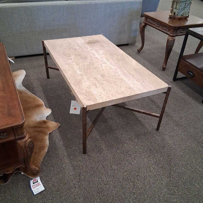 Stone Tope Coffee Table w/ Metal Legs