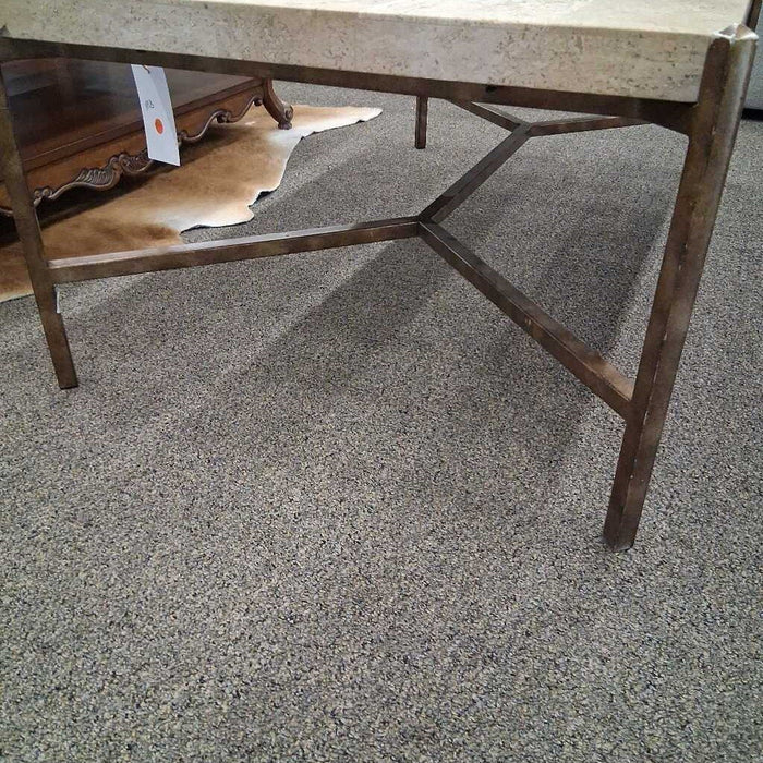 Stone Top Coffee Table w/ Metal Legs