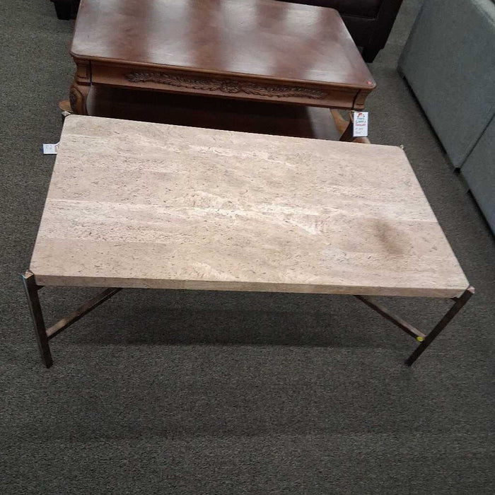 Stone Tope Coffee Table w/ Metal Legs