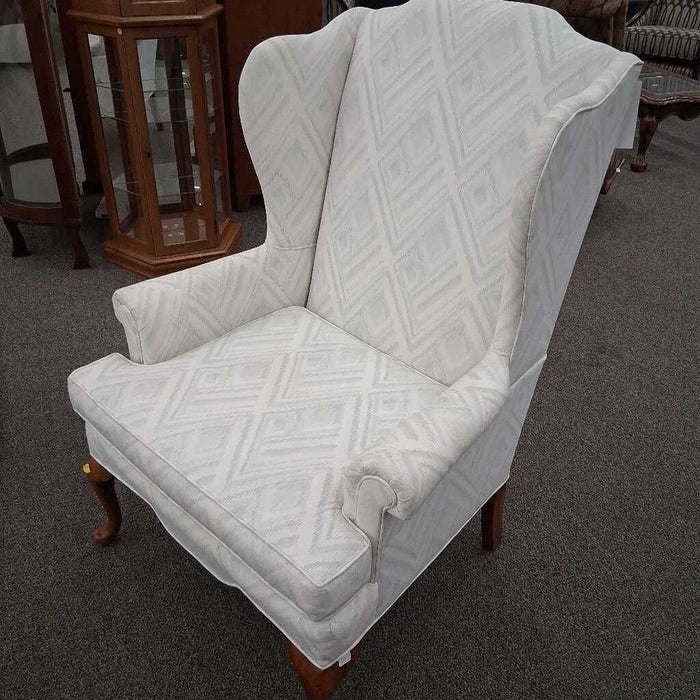 White Pattern Wingback Chair