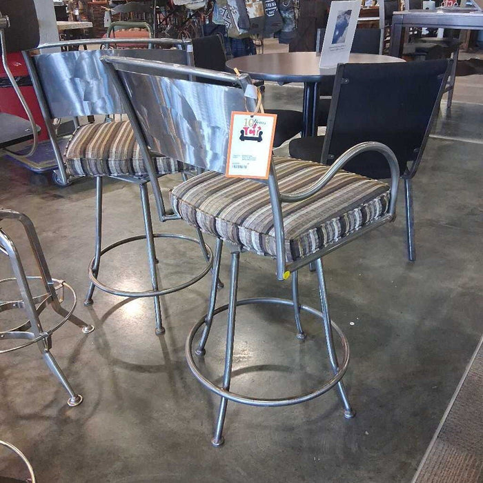 Pair of Brushed Metal Barstools