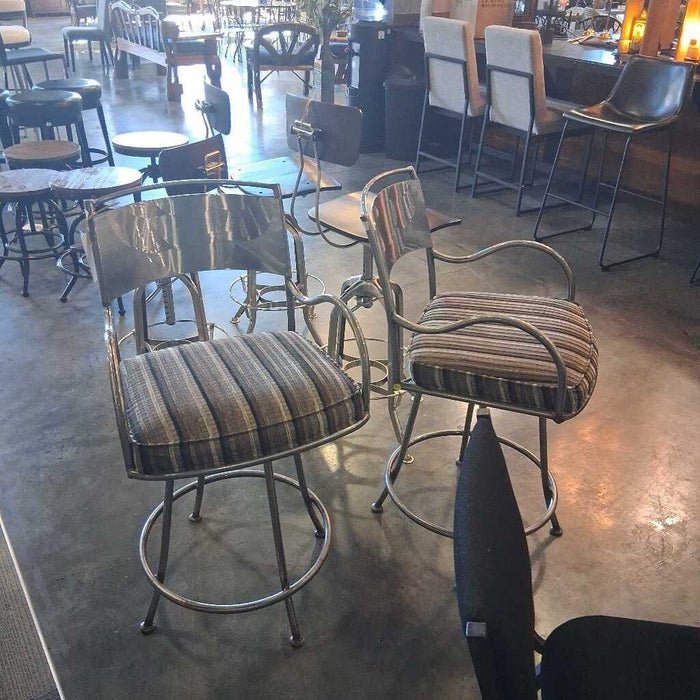 Pair of Brushed Metal Barstools