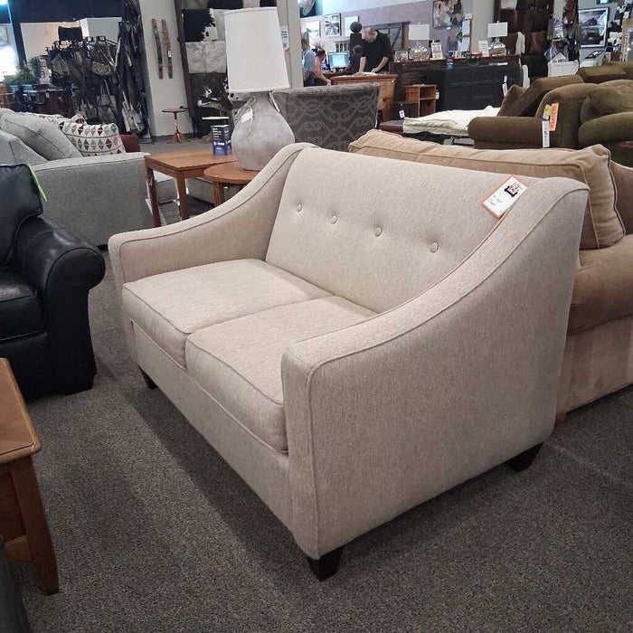 Beige Fabric Loveseat