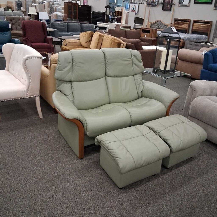 Ekornes Sage Loveseat w/ 2 Ottoman