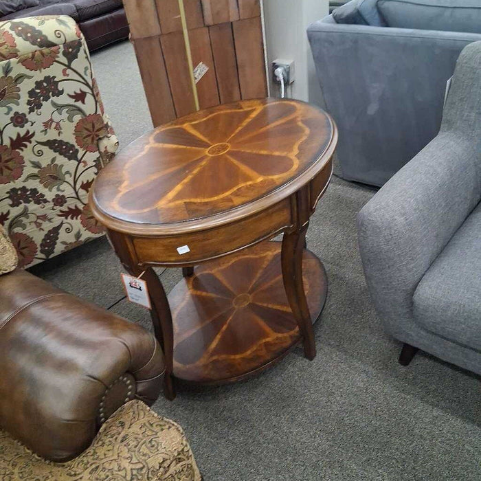 Oval 2 Tier Brown End Table