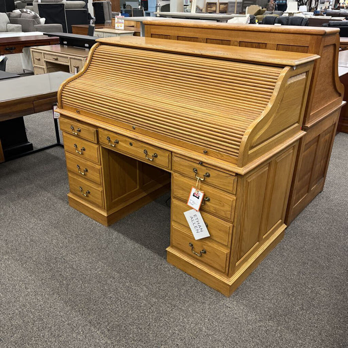 Ethan Allen Vintage White Oak Rolltop Desk