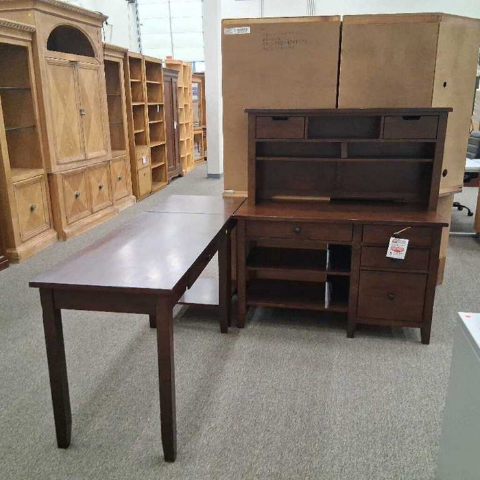 Dark Brown 4 Pc L Desk w/ Hutch
