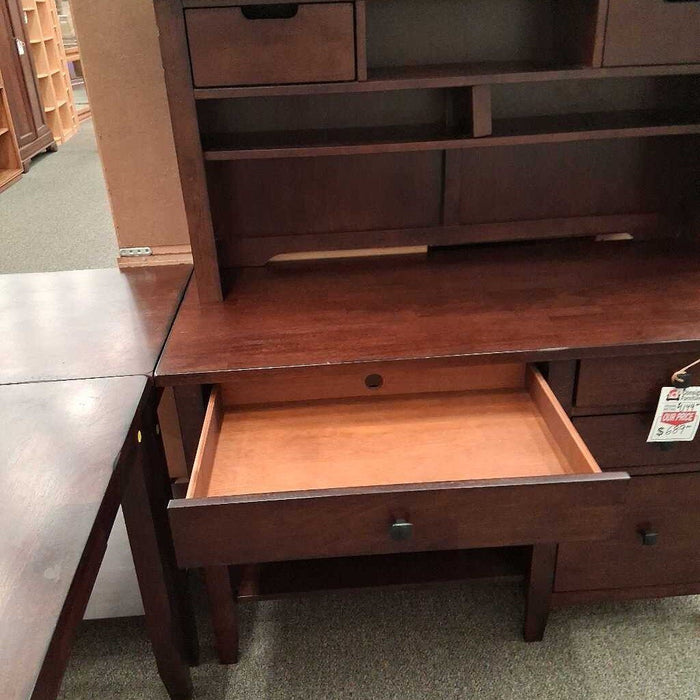 Dark Brown 4 Pc L Desk w/ Hutch